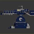Blue Mechanical Weapon With Rotary Base And Metal Cannon Structure Design 3d model