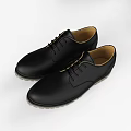 Black Leather Lace Up Shoes With Brown Textured Sole And Classic Design