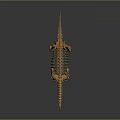 Realistic Dinosaur Skeleton 3D Model Featuring Long Neck Gray Background And Wooden Color