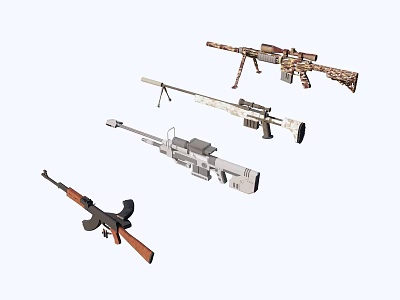 Weapons Collection Featuring Various Military Style Firearms And Tactical Designs 3d model