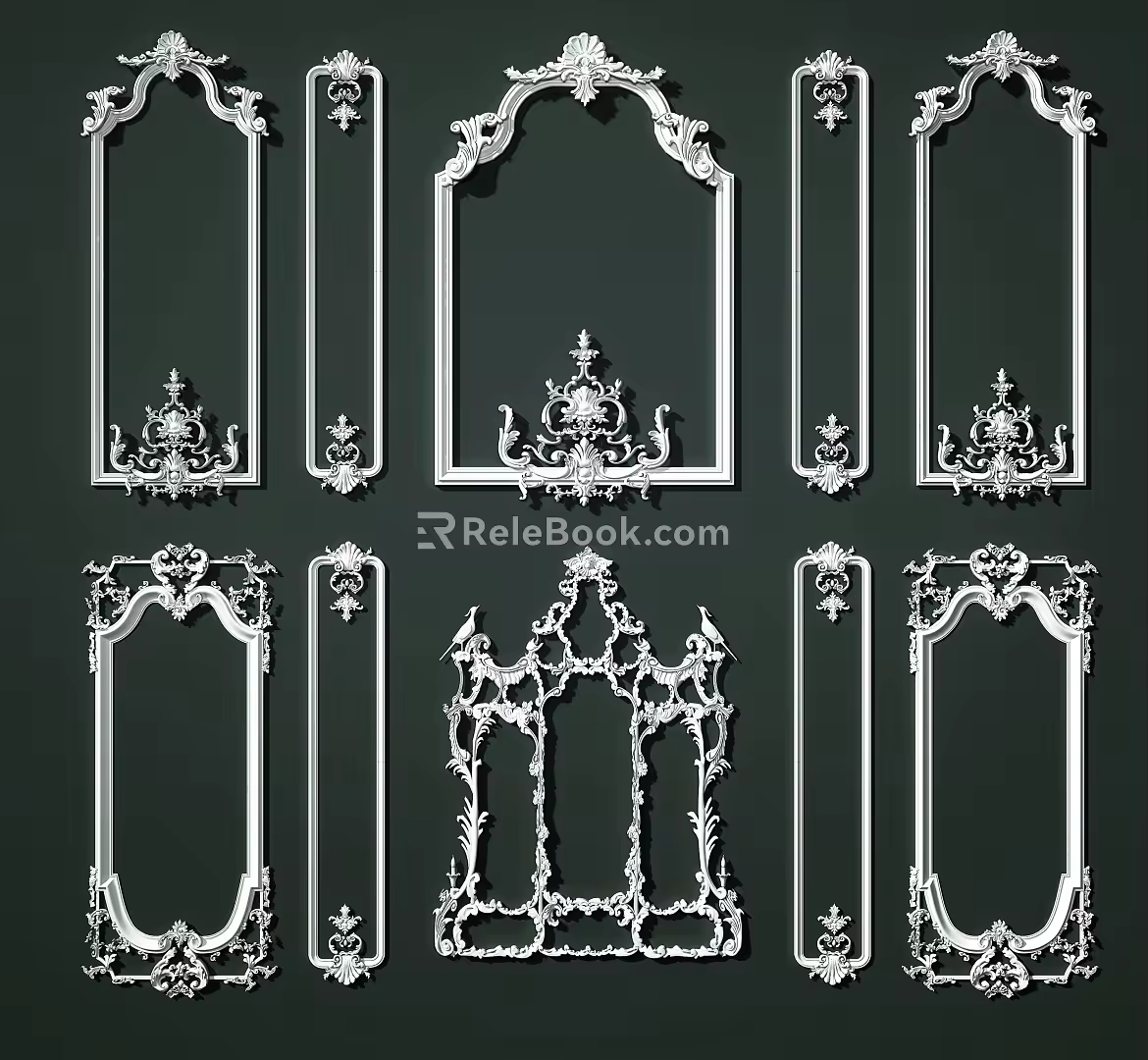 European-style lines carved parapet lines 3d model