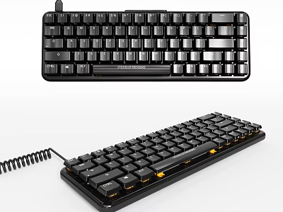 Premium Wired Mechanical Keyboard With RGB Backlit And Coiled Cable Design 3d model