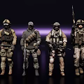 Tactical Military Game Movie Characters With Combat Gear And Weapons