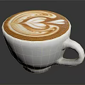White Coffee Cup With Beautiful Latte Art Design And Smooth Ceramic Surface