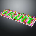 Colorful Cartoon Fruit Board Game Scene With Various Fruits And Green Paths