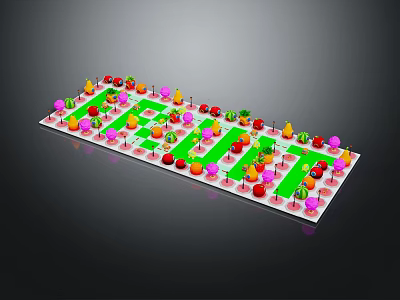 Modern Cartoon Scene Park Fruit Street Cartoon Fruit Public Park 3d model