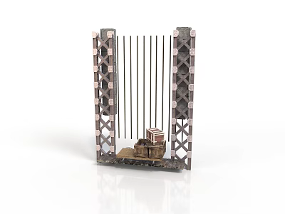 Miniature Lattice Frame Model With Support Structures And Central Small Building Platform 3d model