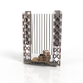 Miniature Lattice Frame Model With Support Structures And Central Small Building Platform