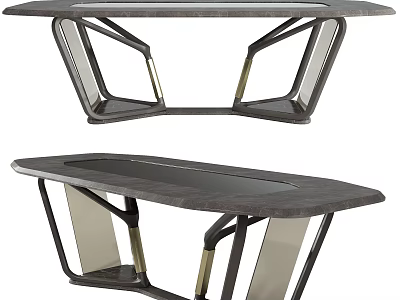 Elegant Contemporary Coffee Table With Geometric Metal Frame And Smooth Wooden Tabletop 3d model
