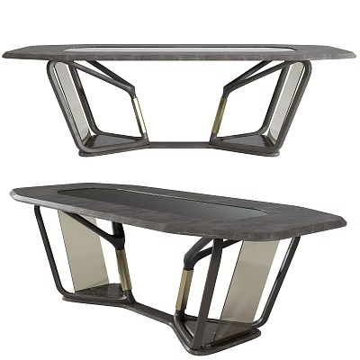 Elegant Contemporary Coffee Table With Geometric Metal Frame And Smooth Wooden Tabletop 3d model