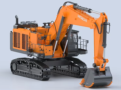 Hitachi Orange Heavy Duty Functional Vehicle With Tracks And Large Bucket 3d model