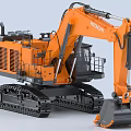 Hitachi Orange Heavy Duty Functional Vehicle With Tracks And Large Bucket 3d model