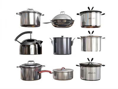 Modern Pot Kitchenware Soup Wok Wok Steamer Kettle Pan 3d model