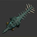 Turquoise And Yellow Stegosaurus Dinosaur Model With Spiked Back And Tail Spikes
