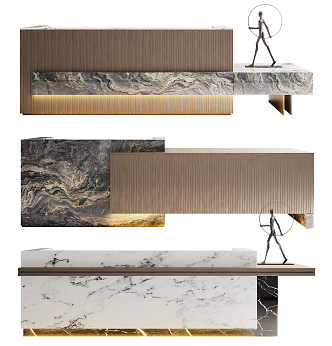 Light Luxury Reception Desk Front Desk Combination 3d model