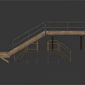 Industrial Metal Stairs And Platform Structure With Safety Handrails