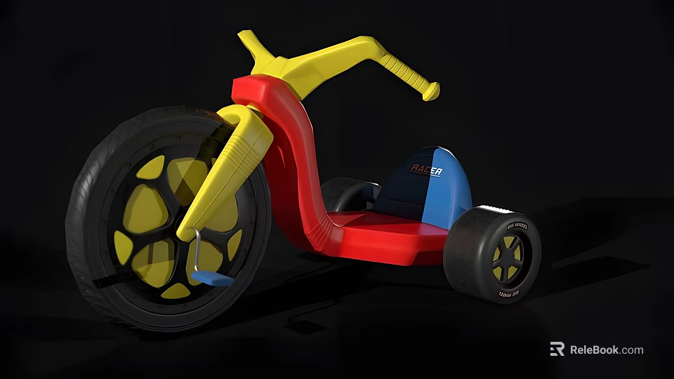 Children's Tricycle Toy Vehicle With Fun Yellow Red Blue Colorful Design 3d model 
