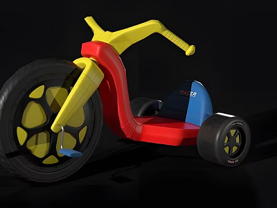 Children's Tricycle Toy Vehicle With Fun Yellow Red Blue Colorful Design 3d model