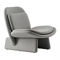 Modern Grey Upholstered Single Chair With Curved Back And Unique Leg Design