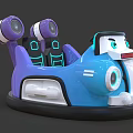 Colorful Kids Bumper Car With Blue Purple Body Steering Wheel And Neon Lights