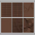 Brown Textured Decorative Panels With Vertical Stripes Grid Dots And Wavy Patterns 3d model