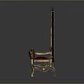 Ornate Single Sofa With Gothic Style Golden Frame And Red Tufted Upholstery