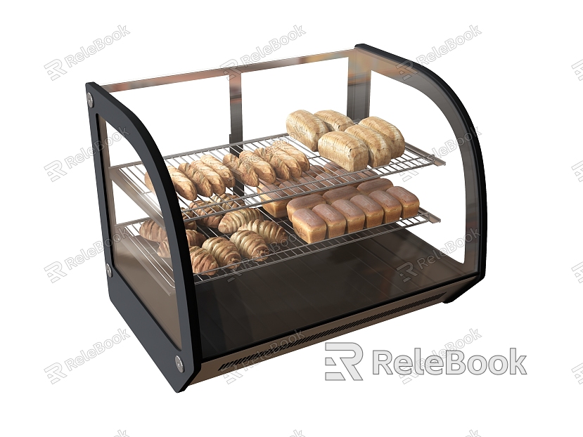 Cake Cabinet Bread Cabinet Glass Refrigerator Bread Baguette Food model