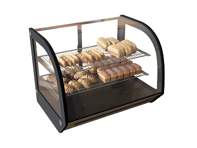 Commercial Bakery Display Case with Glass Door for Bread Rolls and Loaves 3d model
