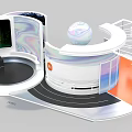Modern Abstract Circular Structure With Multi Layer Rings And Orange Black White Design 3d model