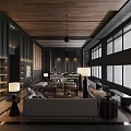 Modern Upscale Sales Office Lounge Space With Cozy Seating Sets And Warm Wood Interior Design