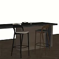 Modern Minimalist Bar Stools With Light Seats At Wooden Bar Counter In Interior Space