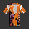 Orange And White T shirt With Colorful Cartoon Characters Rocket Text And Number 4