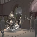Outdoor Festive Decorative Ornament Set With Christmas Tree And People Taking