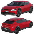 Red Kia Crossover Car Featuring LED Headlights Full Width Taillights And Black Alloy Wheels