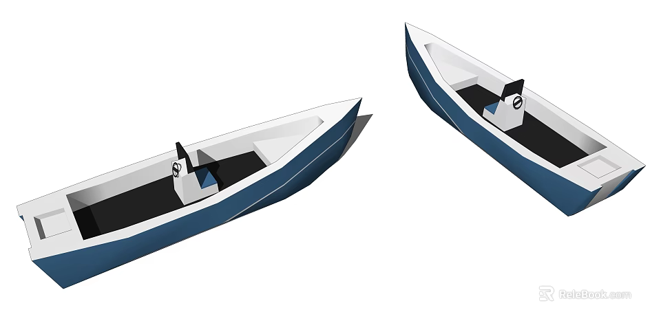 Two Modern Blue And White Yachts Interior With Black Seats Design 3d model 