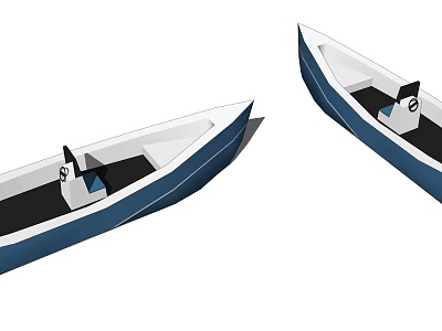 Two Modern Blue And White Yachts Interior With Black Seats Design 3d model