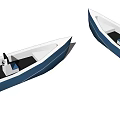 Two Modern Blue And White Yachts Interior With Black Seats Design