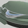 Mountaintop Viewing Platform Viewing Bridge Trestle Road Floating Platform Landscape 3d model