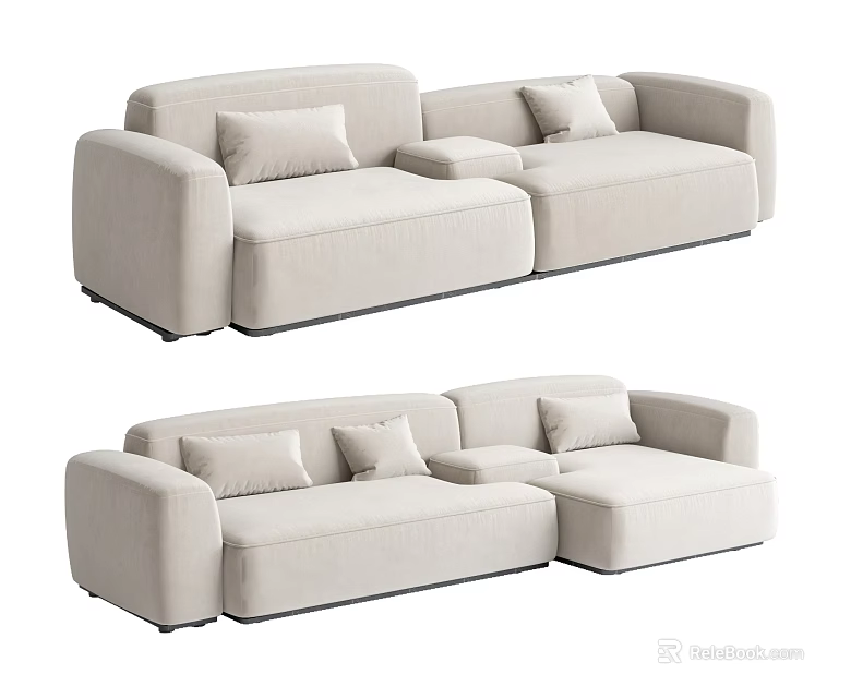 Modern Beige Sofa Set With Stylish Design Soft Cushions And Fabric Upholstery 3d model 