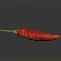 Fresh Red Chili Pepper with Green Stem on Gray Background with Reflection 3d model