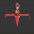 Red Spacecraft Model With Pointed Nose Red Wings Silver Cockpit And Front Spike
