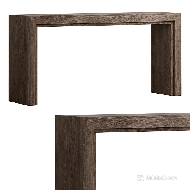 Modern Solid Wooden Dining Table With Rectangular Top And Sturdy Design 3d model 