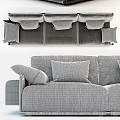 Modern Three Seater Velvet Sofa With Gray Cushions And Black Metal Legs