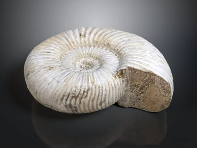 Ammonite Fossil Spiral Shell With Organ Like Structure And Hair Like Texture 3d model