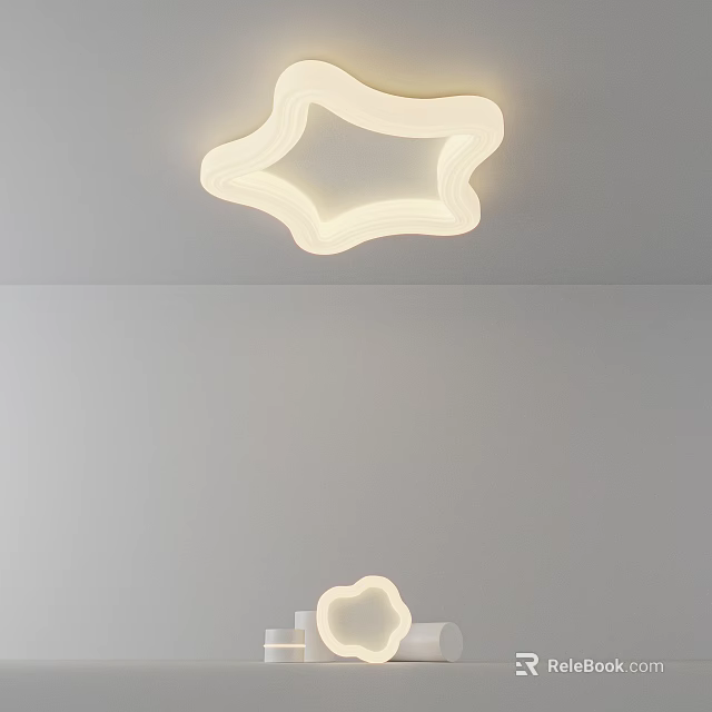 Modern Irregular Shape LED Ceiling Light With Bright Glow On White Ceiling 3d model