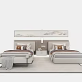 Modern Single Beds Bedroom Design With Upholstered Headboards Pillows And Area Rug