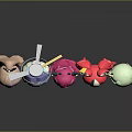 Vibrant Chibi Cartoon Game Movie Characters With Different Hairstyles Accessories On Black Background With Reflections
