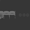 Green Upholstered Public Waiting Seats With Gray Metal Armrests And Side Tables