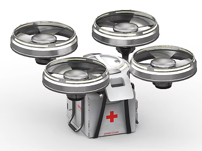 Medical Device First Aid Kit With Red Cross And Silver Circular Components 3d model
