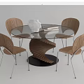 Qui Ji Leisure Table and Chair Combination Round Table Dining Table and Chair 3d model